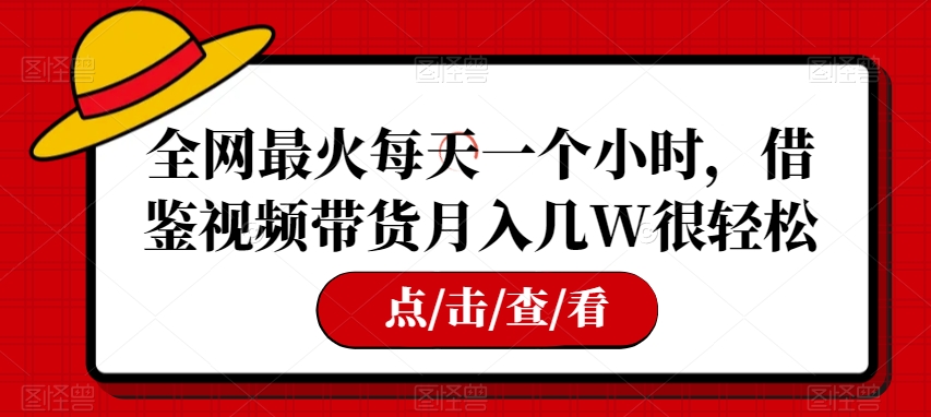 全网最火每天一个小时，借鉴视频带货月入几W很轻松_80楼网创