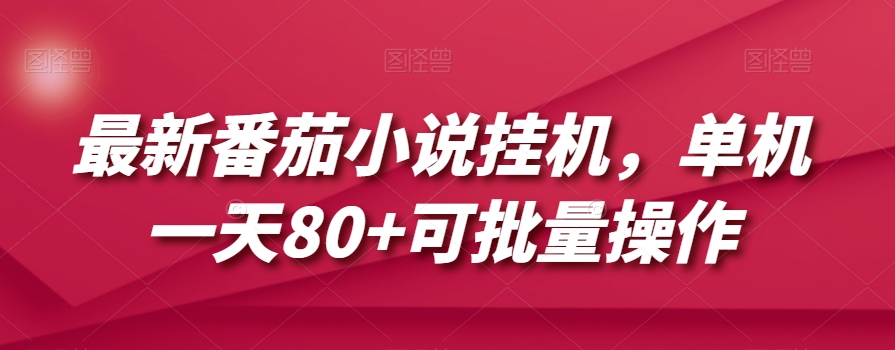 最新番茄小说挂机，单机一天80+可批量操作_80楼网创