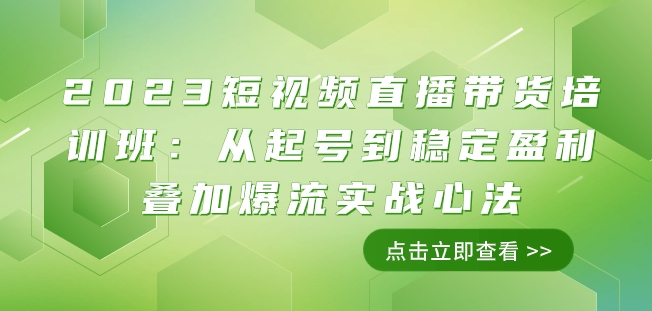 2023短视频直播带货培训班：从起号到稳定盈利叠加爆流实战心法（11节课）_80楼网创