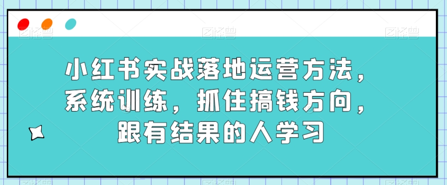 小红书实战落地运营方法，系统训练，抓住搞钱方向，跟有结果的人学习_80楼网创