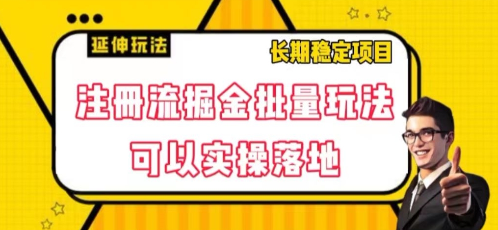 注册流掘金批量玩法，可以实操落地_80楼网创