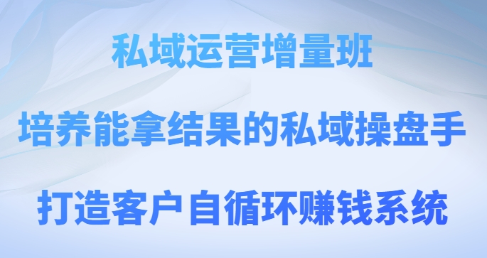 私域运营增量班，培养能拿结果的私域操盘手，打造客户自循环赚钱系统_80楼网创