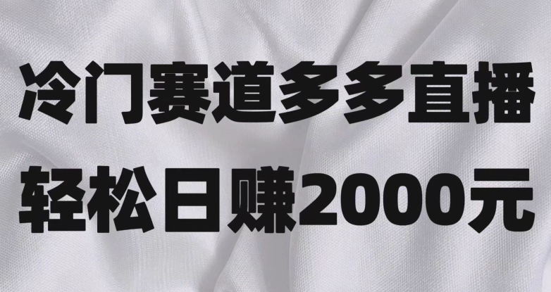 冷门赛道拼多多直播，简单念稿子，日收益2000＋_80楼网创