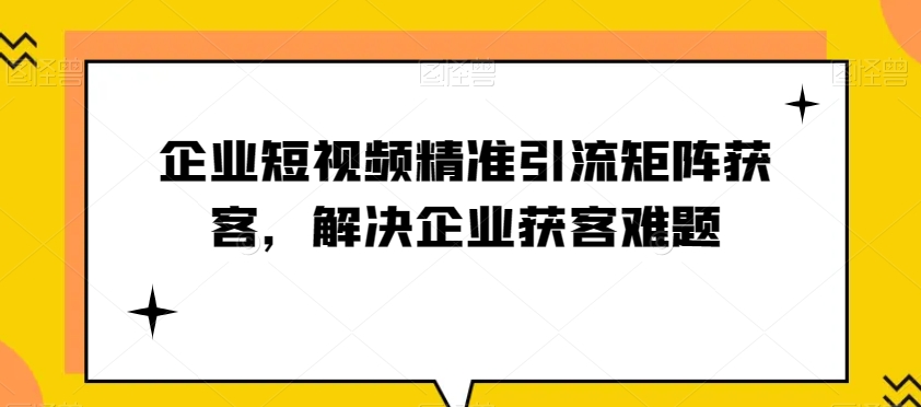 企业短视频精准引流矩阵获客，解决企业获客难题_80楼网创