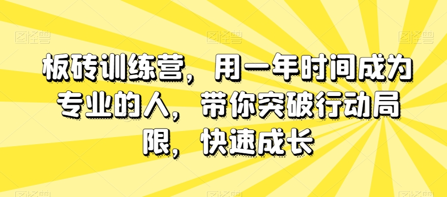 板砖训练营，用一年时间成为专业的人，带你突破行动局限，快速成长_80楼网创