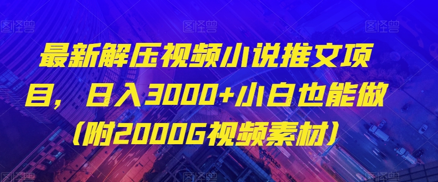 最新解压视频小说推文项目，日入3000+小白也能做（附2000G视频素材）_80楼网创