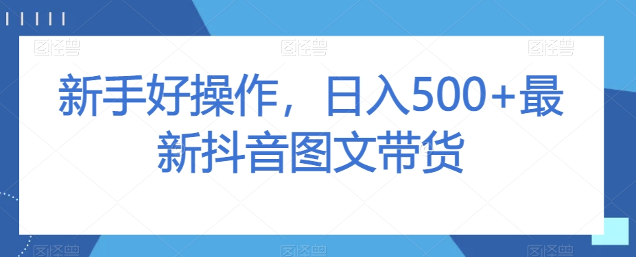 新手好操作，日入500+最新抖音图文带货_80楼网创