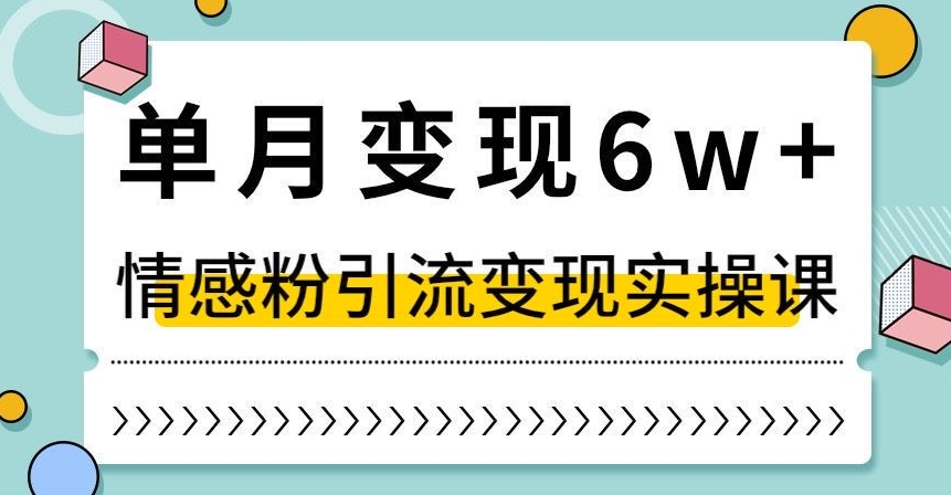 单月变现6W+，抖音情感粉引流变现实操课，小白可做，轻松上手，独家赛道_80楼网创