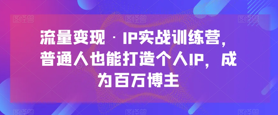 流量变现·IP实战训练营，普通人也能打造个人IP，成为百万博主_80楼网创