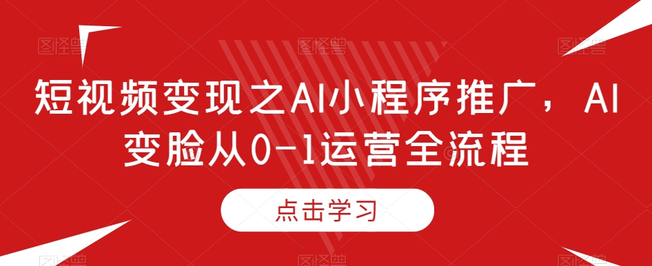 短视频变现之AI小程序推广，AI变脸从0-1运营全流程_80楼网创