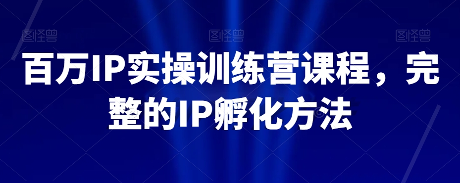 百万IP实操训练营课程，完整的IP孵化方法_80楼网创