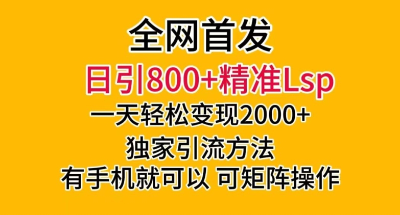 全网首发！日引800+精准老色批，一天变现2000+，独家引流方法，可矩阵操作_80楼网创