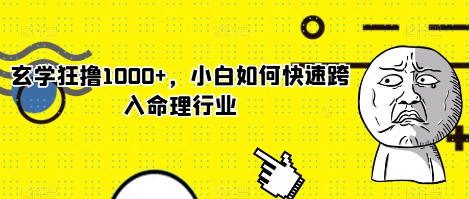 玄学狂撸1000+，小白如何快速跨入命理行业_80楼网创