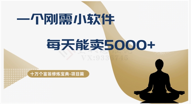 十万个富翁修炼宝典之17.一个刚需小软件，每天能卖5000+_80楼网创