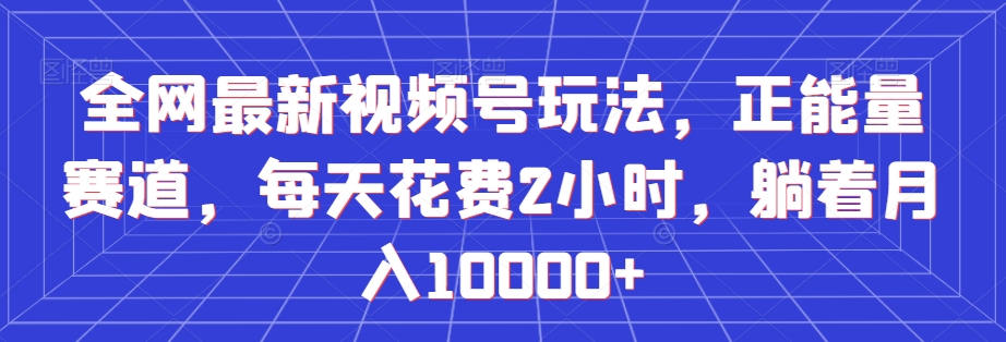 全网最新视频号玩法，正能量赛道，每天花费2小时，躺着月入10000+_80楼网创