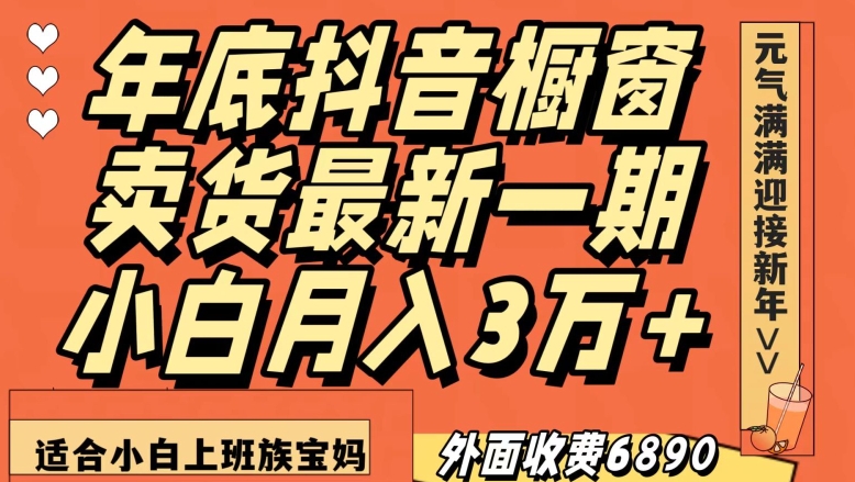 外面收费6890元年底抖音橱窗卖货最新一期，小白月入3万，适合小白上班族宝妈_80楼网创