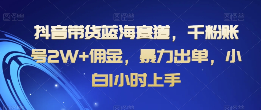 抖音带货蓝海赛道，千粉账号2W+佣金，暴力出单，小白1小时上手_80楼网创