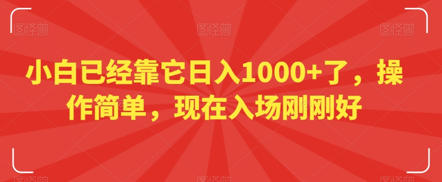 小白已经靠它日入1000+了，操作简单，现在入场刚刚好_80楼网创