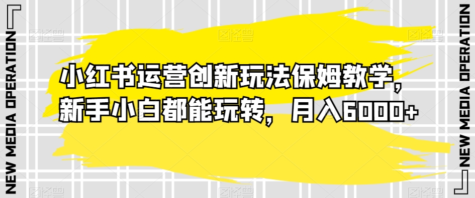 小红书运营创新玩法保姆教学，新手小白都能玩转，月入6000+_80楼网创