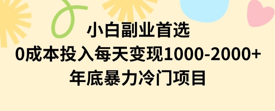 小白副业首选，0成本投入，每天变现1000-2000年底暴力冷门项目_80楼网创