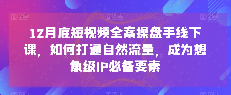 12月底短视频全案操盘手线下课，如何打通自然流量，成为想象级IP必备要素_80楼网创