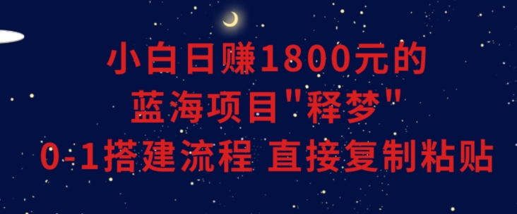 小白能日赚1800元的蓝海项目”释梦”0-1搭建流程可直接复制粘贴长期做_80楼网创