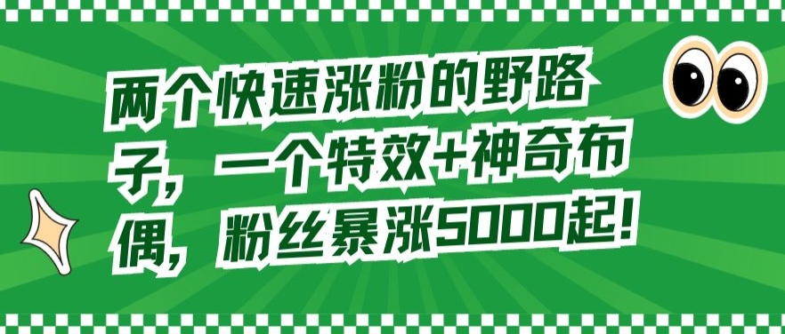 两个快速涨粉的野路子，一个特效+神奇布偶，粉丝暴涨5000起_80楼网创