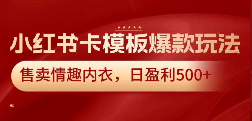 小红书卡模板爆款玩法，售卖情趣内衣，日盈利500+_80楼网创