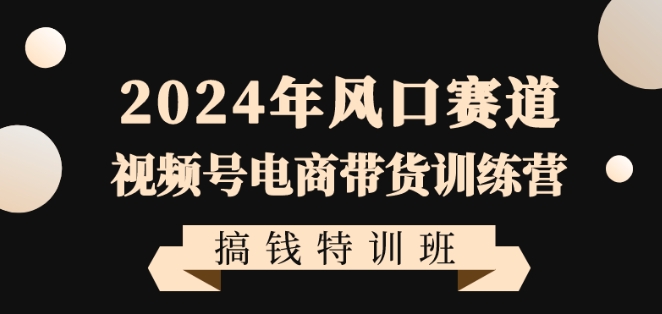 2024年风口赛道视频号电商带货训练营搞钱特训班，带领大家快速入局自媒体电商带货_80楼网创