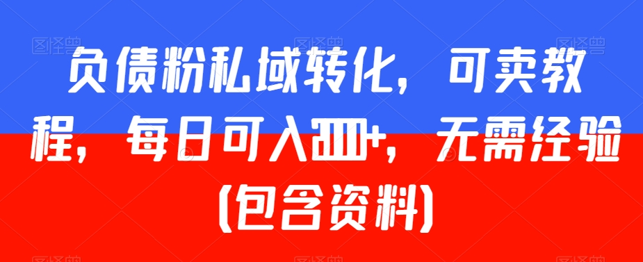 负债粉私域转化，可卖教程，每日可入2000+，无需经验（包含资料）_80楼网创