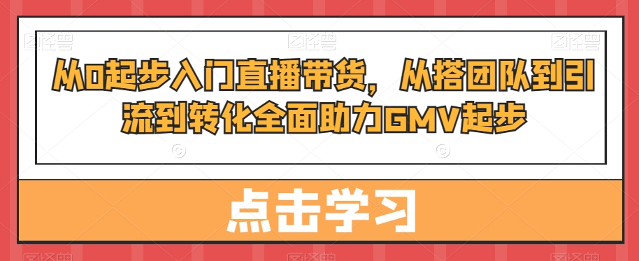 从0起步入门直播带货，​从搭团队到引流到转化全面助力GMV起步_80楼网创