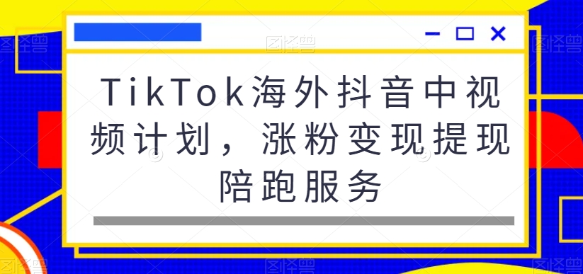 TikTok海外抖音中视频计划，涨粉变现提现陪跑服务_80楼网创