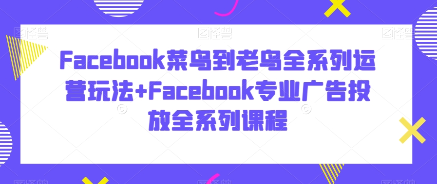 Facebook菜鸟到老鸟全系列运营玩法+Facebook专业广告投放全系列课程_80楼网创