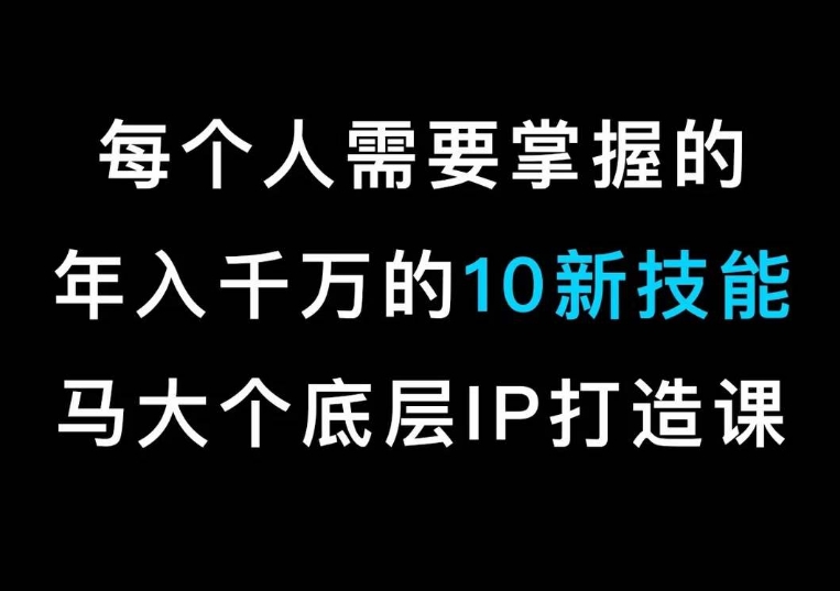 马大个的IP底层逻辑课，​每个人需要掌握的年入千万的10新技能，约会底层IP打造方法！_80楼网创