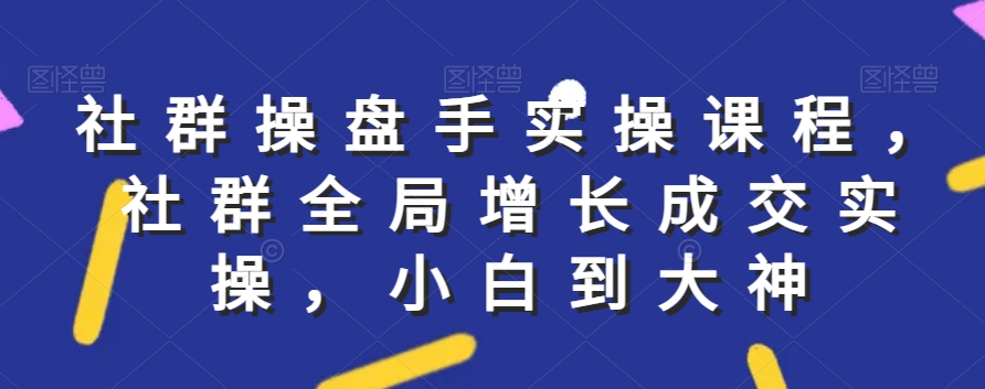 社群实操课程，社群全局增长成交实操，小白到大神_80楼网创