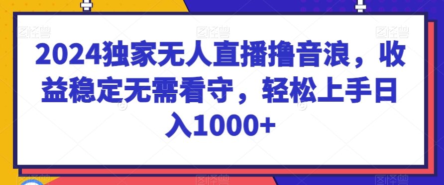 2024独家无人直播撸音浪，收益稳定无需看守，轻松上手日入1000+_80楼网创