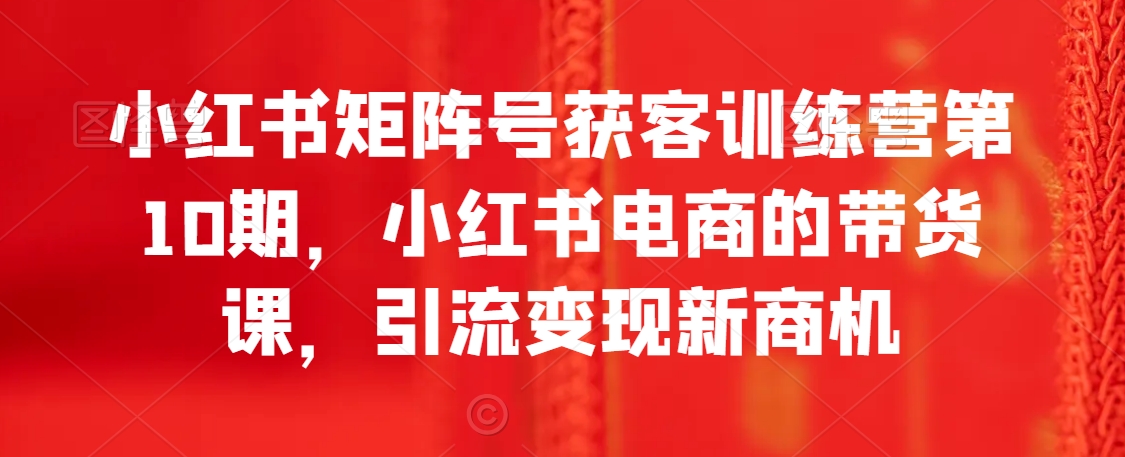 小红书矩阵号获客训练营第10期，小红书电商的带货课，引流变现新商机_80楼网创