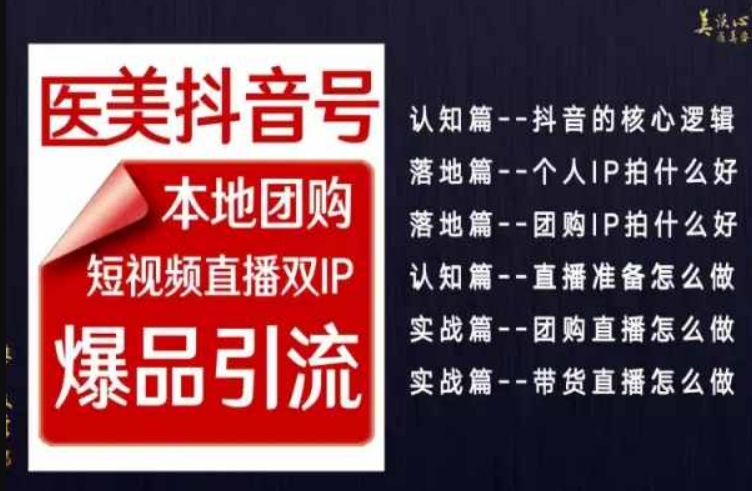 2024医美如何做抖音，医美抖音号本地团购，短视频直播双IP，爆品引流_80楼网创