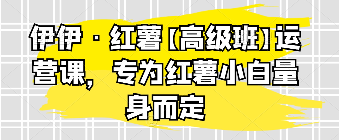 伊伊·红薯【高级班】运营课，专为红薯小白量身而定_80楼网创