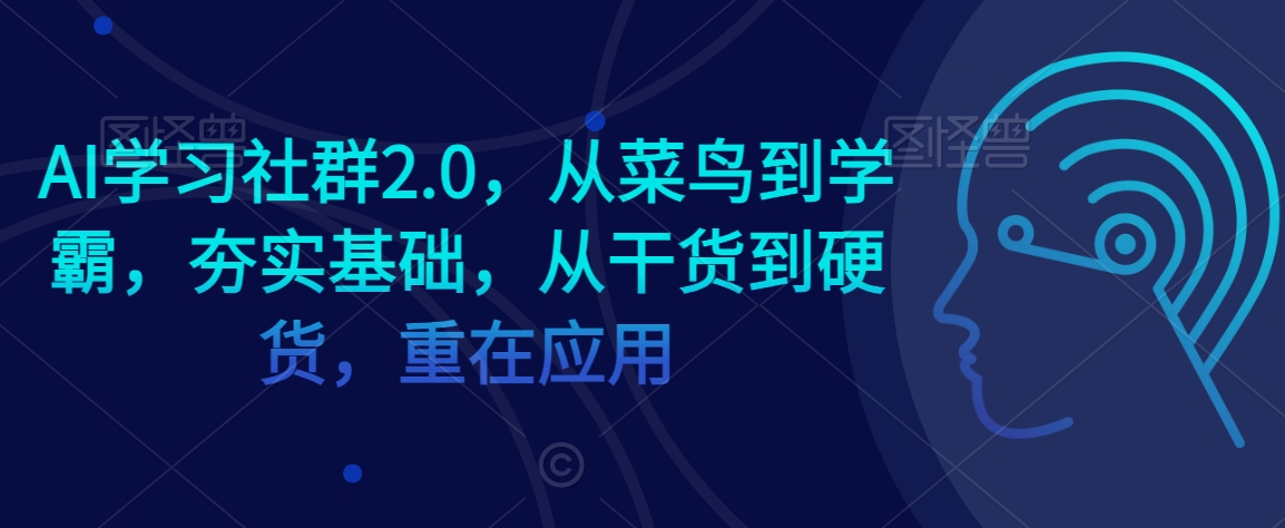 AI学习社群2.0，从菜鸟到学霸，夯实基础，从干货到硬货，重在应用_80楼网创