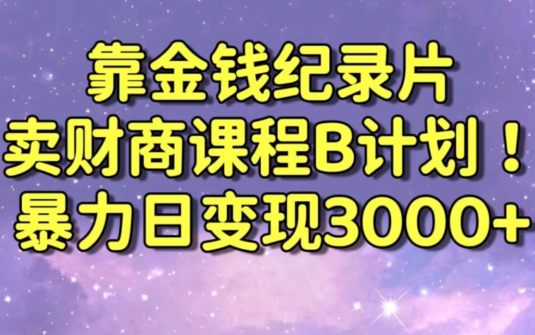 财经纪录片联合财商课程的变现策略，暴力日变现3000+，喂饭级别教学_80楼网创