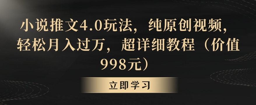 小说推文4.0玩法，纯原创视频，轻松月入过万，超详细教程（价值998元）_80楼网创