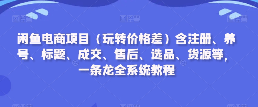 闲鱼电商项目（玩转价格差）含注册、养号、标题、成交、售后、选品、货源等，一条龙全系统教程_80楼网创