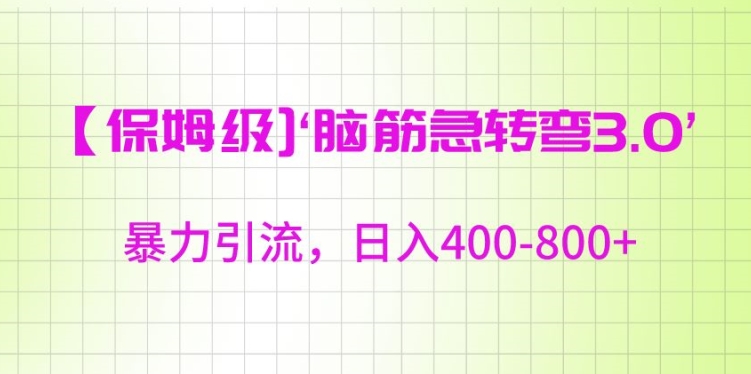 保姆级脑筋急转弯3.0，暴力引流，日入400-800+_80楼网创