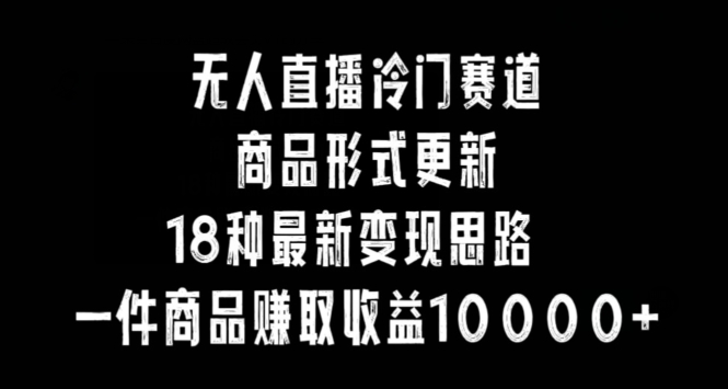 无人直播冷门赛道，商品形式更新，18种变现思路，一件商品赚取收益10000+_80楼网创