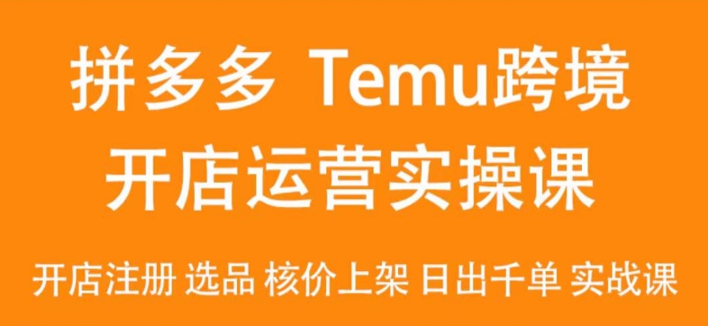 2024Temu最新玩法，Temu跨境开店运营实操课，开店注册/选品/核价上架/日出千单实战课_80楼网创