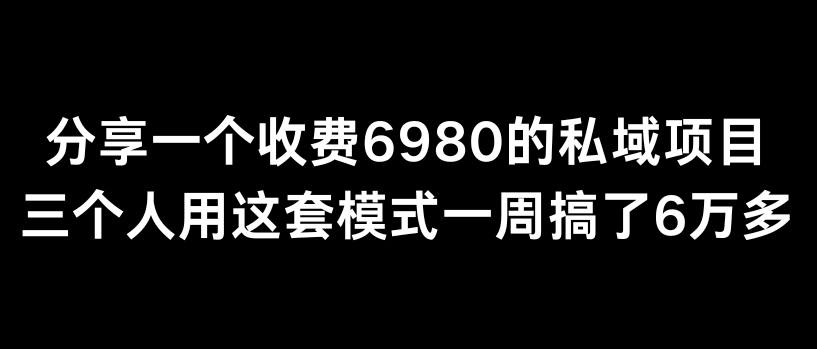 分享一个外面卖6980的私域项目三个人用这套模式一周搞了6万多_80楼网创