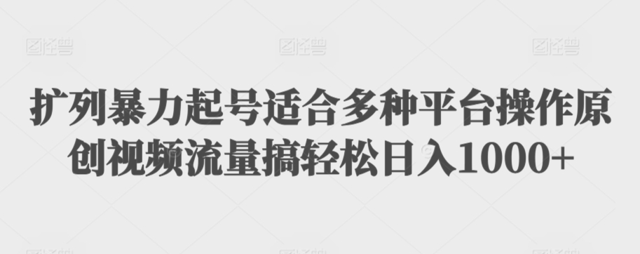 扩列暴力起号适合多种平台操作原创视频流量搞轻松日入1000+_80楼网创