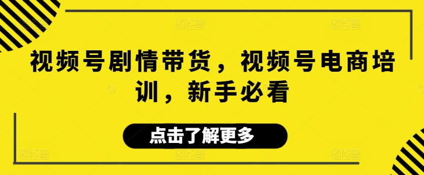 视频号剧情带货，视频号电商培训，新手必看_80楼网创