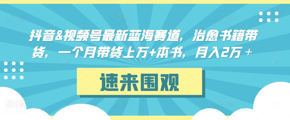 抖音&视频号最新蓝海赛道，治愈书籍带货，一个月带货上万+本书，月入2万＋_80楼网创